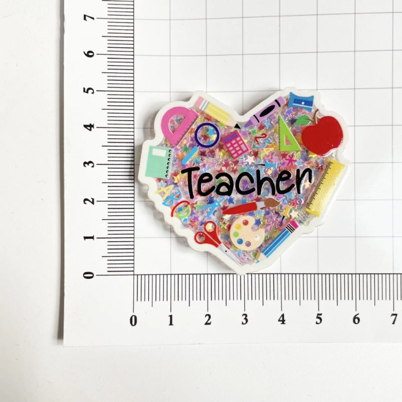 Wholesale 20PCS Teacher Acrylic Quicksand Rotatable ID Buckle